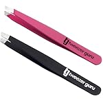 2-Pack Slant Tip Stainless Steel Tweezers for Eyebrows - Professional Precision Tweezing for Facial Hair