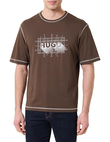 Hugo Men's T-Shirt, Dark Brown 208, M