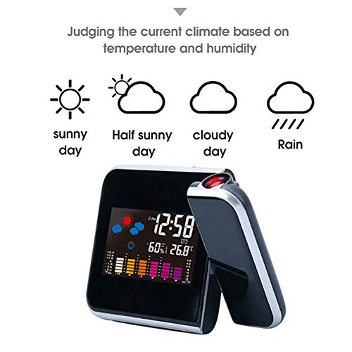 Maserfaliw Projection Clocks Led Color Screen Backlight Weather Home Office Digital Alarm Clock Black #TOP4