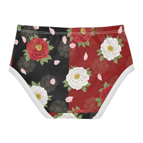 White Floral Black Red Flowers Panties Little Girl Girls Underwear Toddler Cotton Designer Kids Briefs Undies 2t2