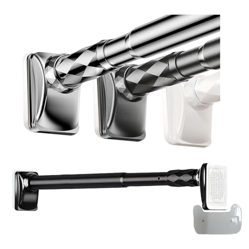 Heavy Duty Tension Curtain Pole No Drilling,Spring Tension Rods Shower Curtain Rod,Adjustable 16 To 196 Inch,Expandable Spring Loaded Curtain Rod,Doors And Windows,With Card Tray(Black,260-350cm)