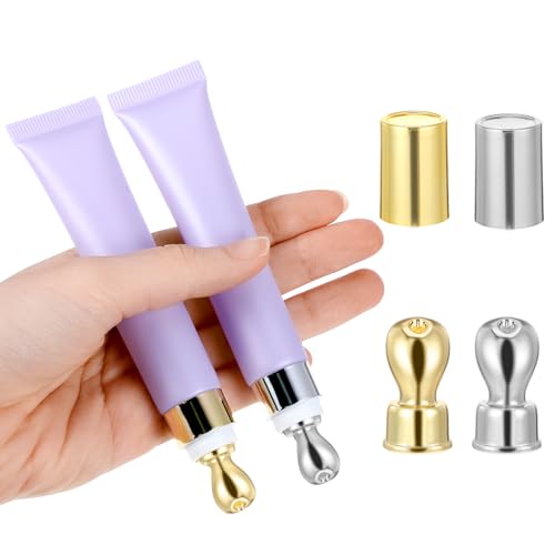 Andibro Tubos de compresión para crema de ojos, 2 tubos vacíos para brillo de labios, tubos de aceite esencial, tubos vacíos recargables, botellas de maquillaje para cosméticos, maquillaje, artículos
