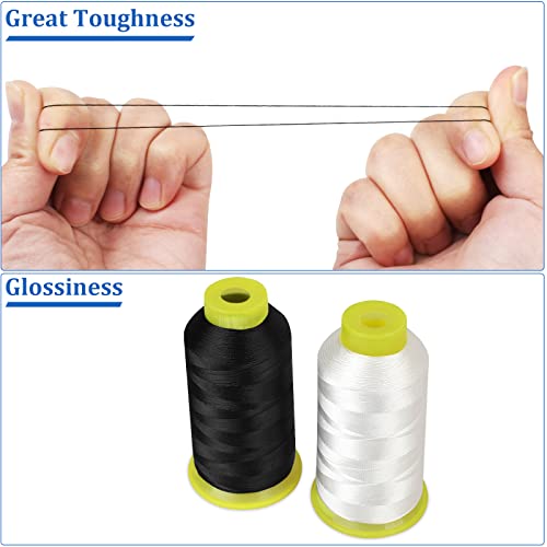2 Roll Polyester Thread, Heavy Duty Thread, 1500Yard/Reel 210D/3 Nylon Thread For Sewing, Sewing Thread For Upholstery, Outdoor Market, Drapery, Leather, Beading, Crafts #TOP2