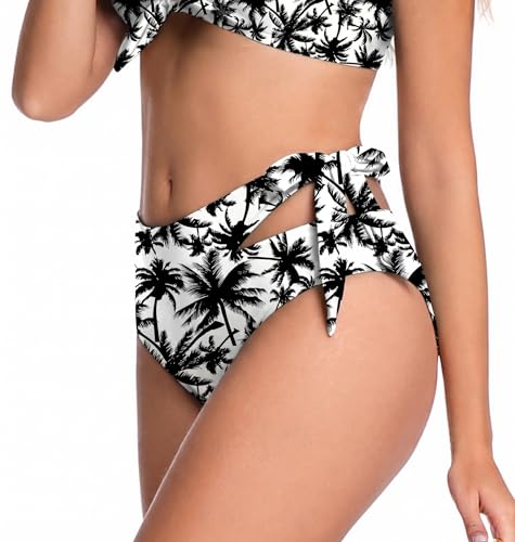 COCOPEAR Women's Sexy High Waisted Bikini Bottoms High Cut Side Tie Bathing Suit Bottoms for Women Swim Bottoms 2026 Floral 20 L — view 4