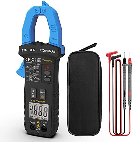 BTMETER Digital Clamp Multimeter BT-7200Smart,TRMS 6000 Counts Clamp-on Avometer AC&DC Voltage Current DMM Test Meter,Auto Range Ammeter Measure Resistance Capacitance Diode Continuity NCV with Lamp