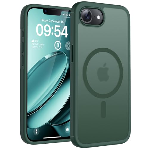 TOCOL Hülle für iPhone 17e 6 1 Zoll Kompatibel mit MagSafe Stoßfest Kratzfest Anti-Fingerabdruck Matt Transluzente Rückseite rutschfest Magnetisch Handyhülle für iPhone 17 e Case Alpengrün