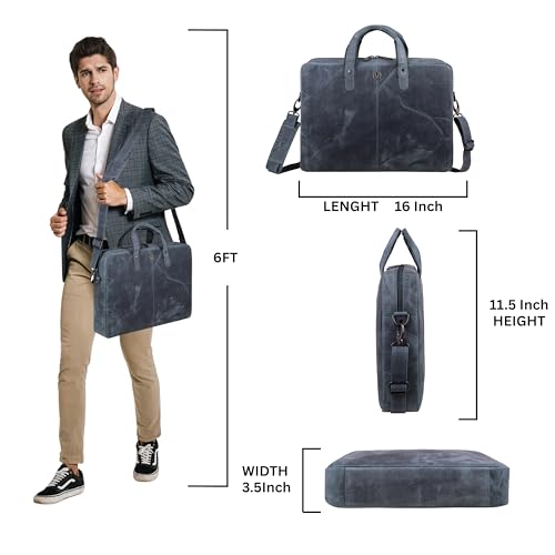 Image of WildHorn Leather Laptop Messenger Bag for Laptop /MacBook up to 15 inch| Padded Laptop Compartment |Office Bag I 365 Days Warranty