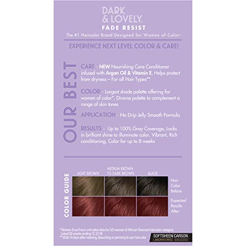 Softsheen-Carson Dark And Lovely Fade Resist Rich Conditioning Hair Color, Permanent Hair Color, Up To 100 Percent Gray Coverage, Brilliant Shine With Argan Oil And Vitamin E, Rich Auburn #TOP1