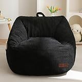 MAXYOYO Kids Bean Bag Chair, Bean Bag Couch with Handle, Comfy Toddler Chair for Boys and Girls, Accent Sofa Chair with Pocket for Gaming Reading Relaxing, Black