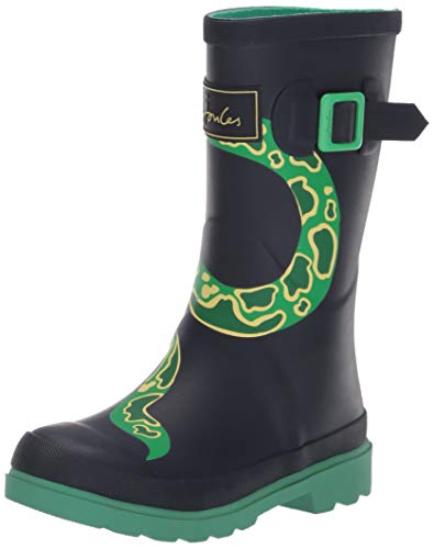 Joules Boys' JNR Welly Print Rain Boot, Navy Snake, 12 M US Little