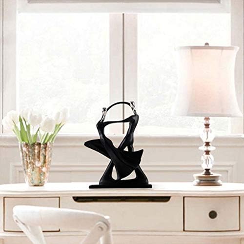 MOVKZACV Romantic Dancing Couple Sculpture Wedding Anniversary Statue Abstract for Desktop Bedroom Ballroom Dancers Ballet Lovers Resin Ornament (Black)