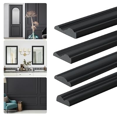 YEFANXI Flexible Chair Rail Panel Molding Finish Trim ?10FT*0.9IN Peel and Stick Black Self-Adhesive DIY Wall Molding Trim for Frame,Home Decoration & Wall Protection