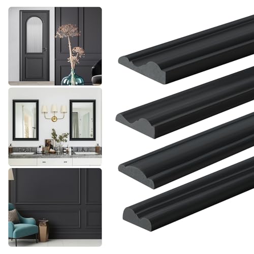 YEFANXI Flexible Chair Rail Panel Molding Finish Trim ，10FT*1.6IN Peel and Stick Black Self-Adhesive DIY Wall Molding Trim for Frame,Home Decoration & Wall Protection by Yefanxi - Used condition - US$23.32