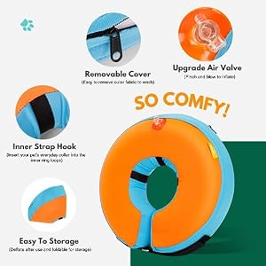 Dog Cones for Small Medium Large Dogs, Soft Cone for Dogs After Surgery Inflatable Dog Cone Alternative Recovery Donut Collar (Orange, S-Neck:8"-11") Dog Cones for Small Medium Large Dogs, Soft Cone for Dogs After Surgery Inflatable Dog Cone Alternative Recovery Donut Collar (Orange, S-Neck:8″-11″)