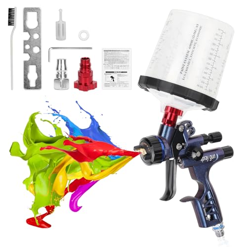 Kit profesional de pistola de pulverización HVLP con boquilla de pulverización de 1,3 mm, taza de capacidad de 600 ml y regulador de aire, pistola pulverizadora de pintura de aire, adecuada para