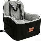 Dog Booster Car Seat for Small & Medium Dogs Up to 35 lbs, 6' Elevated Pet Car Seat with Safety Leash, High-Support Foam, Non-Slip Bottom, Fits Front & Back Seat, Washable Cover