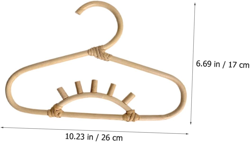 Rattan Clothes Hangers for Clothes Nursery Closet Rainbow Color Natural Wicker Childrens Hangers Storage and Room Decoration