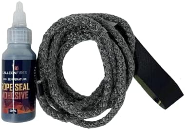 6mm Stove Rope,Stove Rope Kit Black for Stove Door, Woodburning Replacement Rope Kit, Black Rope Seal Pack (with Large 50ml Super Seal Glue) 6mm x 2M