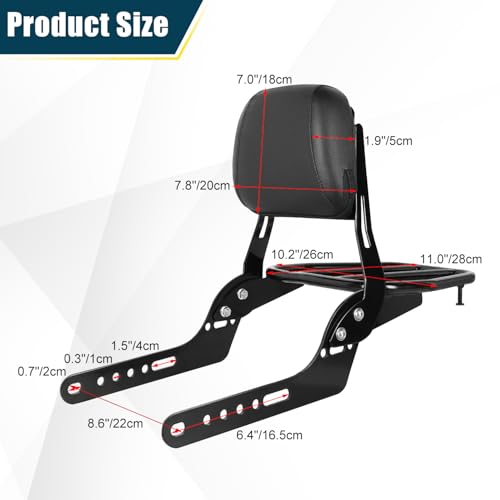 DSISIMO Motorcycle Passenger Backrest Sissy Bar With Back Rest Cushion Pad And Luggage Rack Compatible With For Honda CL 500 300 CL500 CL300 SCL500 2023 2024 Sissy Bar Backrest by DSISIMO - Image 6