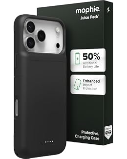 Mophie Juice Pack Battery Case for iPhone 17 Pro Max - Slim Charging Case, Up to 50% Extra Battery Life, High Impact Protection, Magnetic Back for Wallets & Mounts, Sustainable Material, Black