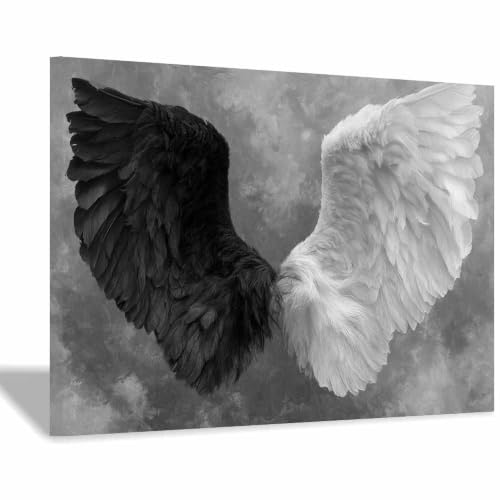Affiche noir et blanc pour salon et chambre : cadre ailes à plumes 40x60cm