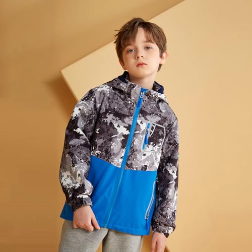 Image of MGEOY Boys Girls Rain Jacket Lightweight Waterproof Hooded Fleece Lined Raincoat Windbreakers for Kids