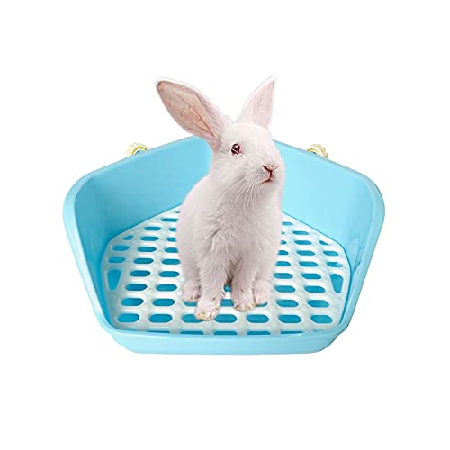 kathson Bunny Katzentoilette für kleine Kaninchen, Töpfchentraining, Eckpfanne, Haustier-Katzentoilette, Eckstreu, Blau Cover