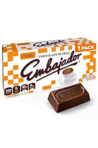 Chocolate Embajador – Chocolate de Mesa 1-Pack | Authentic Dominican Hot Cocoa, Chocolate Caliente & Melting Chocolate, Sweet Baking Chocolate Tablets