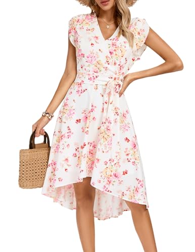 Women's Boho Wrap Midi V Neck Bridal Shower Dress Floral