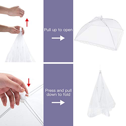 Armear 6 pack Large Pop-Up Mesh Food Cover Tent, 17 Inches Food Protector Covers Reusable and Collapsible Outdoor Picnic Food Covers Tent For Bugs, Parties Picnics, BBQs (White)