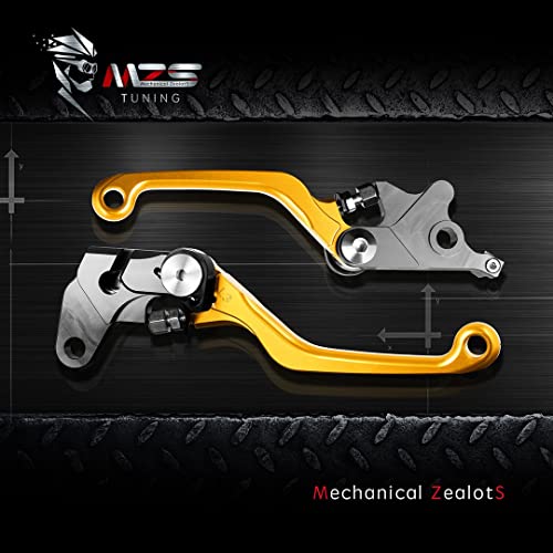 Image of MZS Gold Dirt Bike Brake Clutch Levers Pivot Adjustable CNC Compatible with YZ125 YZ250 15-26 / YZ250F 2009-2026 / YZ426F YZ450F 09-23 / YZ125X 17-26 / YZ250X 16-23 / YZ450FX 19-23 / YZ250FX 20-26