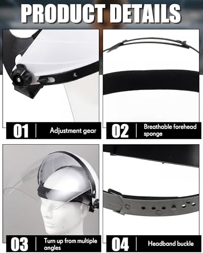 Image of Tellegloww 4 Pack Clear Face Shield for Grinding Cutting, Impact Resistant