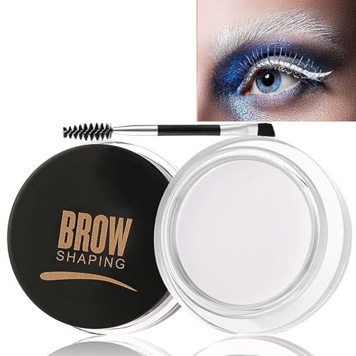 Bold and Beautiful: White Waterproof Eyebrow Pomade with Brush - Smudgeproof, Quick Dry, Non-Greasy and Lightweight Eyebrow Gel Soap for Perfect 3D Brows(06# WHITE)