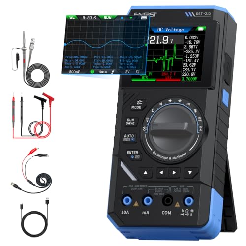 FNIRSI DST-210 3-in-1 オシロスコープ 10MHz帯域幅 48MS/s サンプルレート対応 ハンドヘルド 19999カウント テスター デジタルオシロスコープ+マルチメーター+信号発生器 ポータブル 充電式