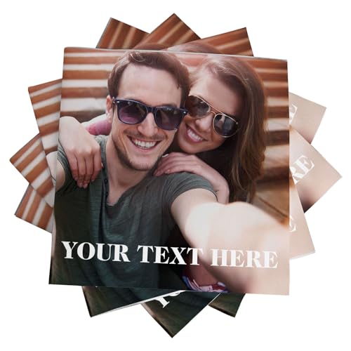 Personalised Paper Large Photo Napkins - Disposable Party Serviettes Linen Feel - Add Photo Text - 20 x 20 Cm Pack of 24