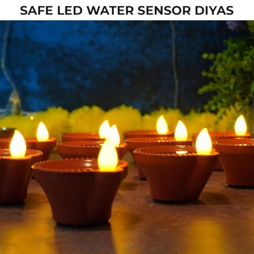 PANCA Store PANCA Water Sensor LED Diyas (24, Round, White) - Image 3