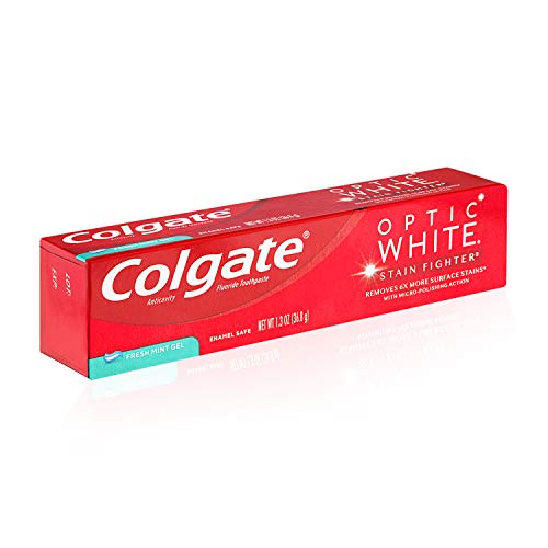 Colgate Optic White Toothpaste, Stain Fighter, Fresh Mint Gel, Travel Size 2.0 Oz (56.6G) - Pack Of 6 #TOP5