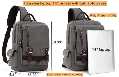Leaper Retro Crossbody Bag Sling Bag Canvas Messenger Bag for Men Women Shoulder Bag Crossbody Handbags Satchel Black, XL