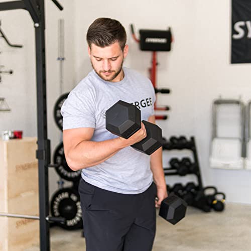 Synergee 22.5 LB Rubber Encased Hex Dumbbells with Chrome Handle. Sold Individually All Purpose Weights for Strength & Conditioning Training. by Synergee - Used condition - Image 5