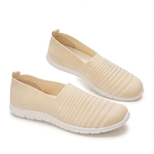 GLAMORA Chaussures pour femme à enfiler, élastiques, sans lacets, maille respirante, légères, confortables, semelle flexible, antidérapante, chaussures de marche, décontractées, confortables
