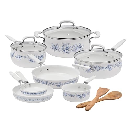 Pioneeer Woman 12-Piece Aluminum Ceramic Cookware Set -