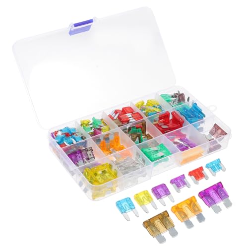 Kit surtido de 180 fusibles automotrices para automóvil con fusibles mini, estándar, micro y extractor, caja de almacenamiento para fácil acceso