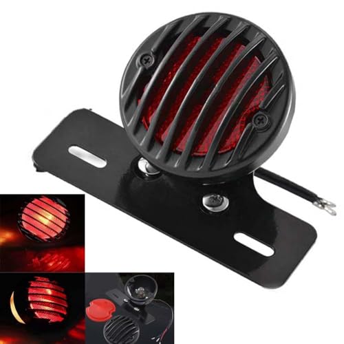 NATGIC 1 PCS Motorcycle Tail Rear Brake Lights License Plate Running Lights Lamps for Harley Cruiser Chopper - Red