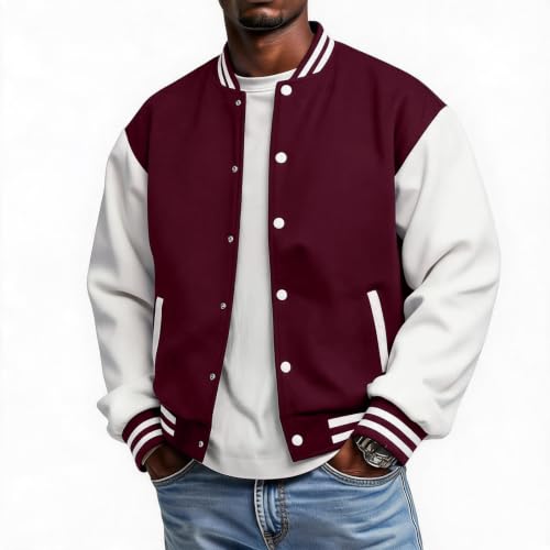 Varsity Jacket for Men Button Down Baseball Fleece Cotton Cardigan - image 2