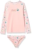 Roxy Girls' Fruity Stripes Long Sleeve Rashguard Set, Peach Bud Fresh Fruit, 5