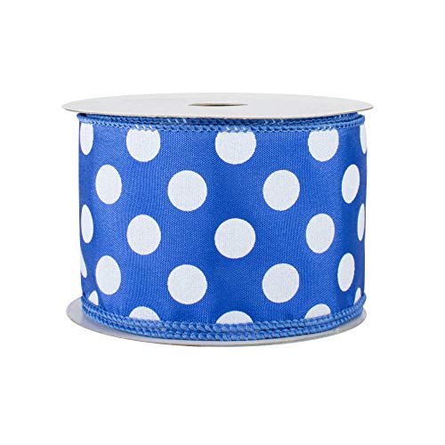 Royal Polka Dots Wired Ribbon - 2 1/2" x 10 Yards, Christmas