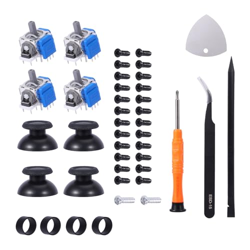 4 Stück TMR Elektromagnetischer Joystick, Anti Drift Stick Ersatz mit Thumbsticks und Reparatur Kit für Controller, Sticks für PS5, Kompatibel mit PlayStation 5
