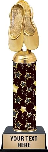 Crown Awards Personalized Black Starlite Ballet Trophy, 11" Ballet Shoes Trophy Award, Customize Now Prime