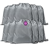 Kit 10x Mochila tipo Saco Gym Sack 35x41cm em Nylon Dinky TopGet (Cinza)