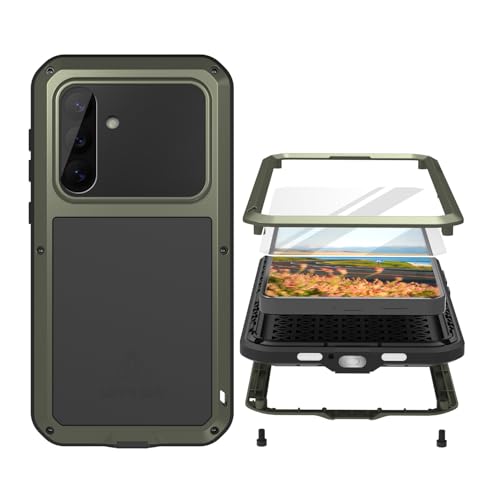 Coque Samsung S26 Plus LOVE MEI Coque militaire robuste en aluminium et silicone vert mat